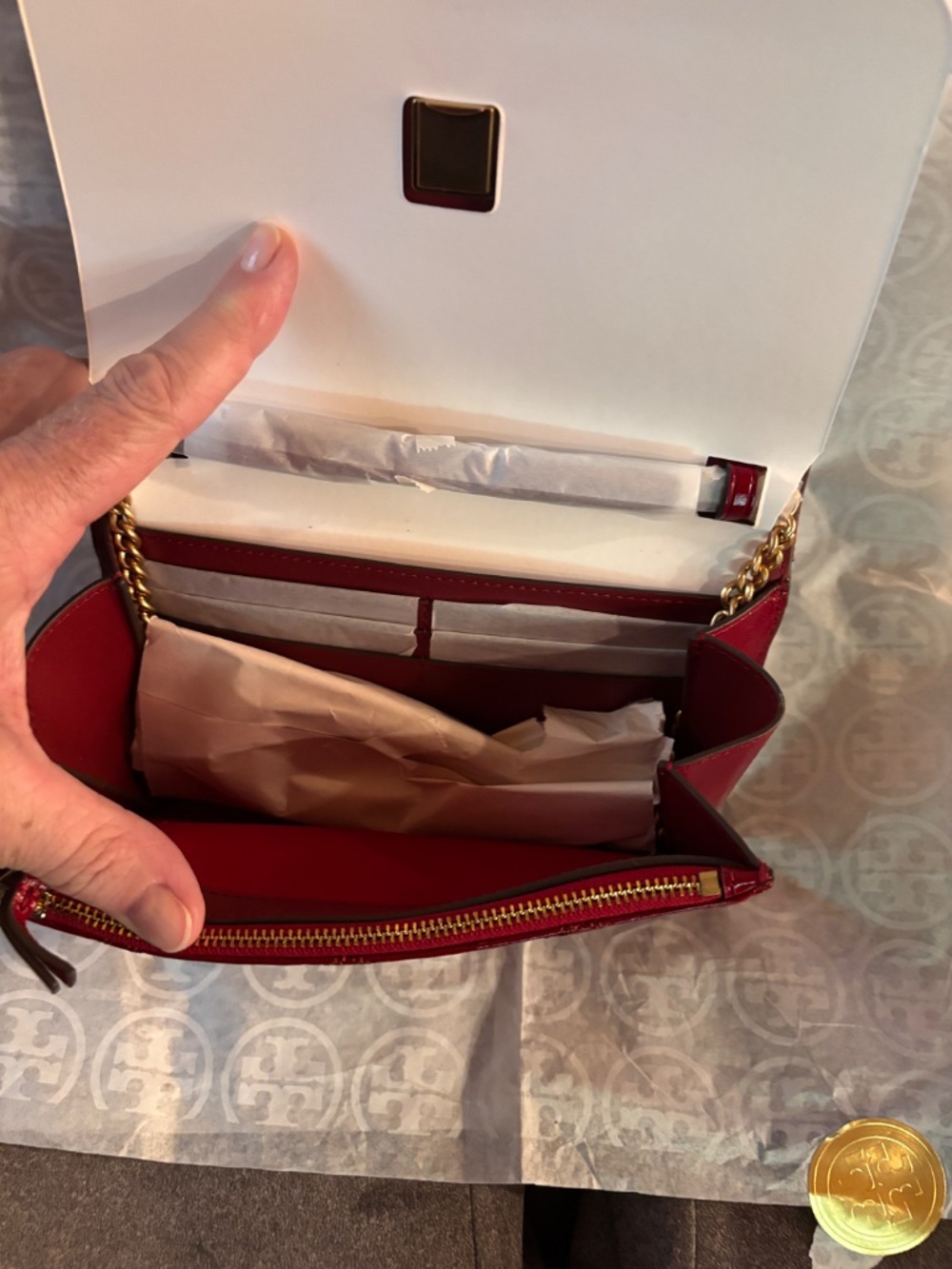 Tory Burch Willa Shine chain wallet bag in Sorrel NWT - Picture 4 of 7